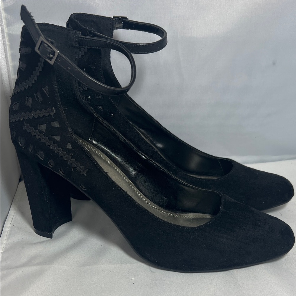 Impo Black Ankle Strap Heels